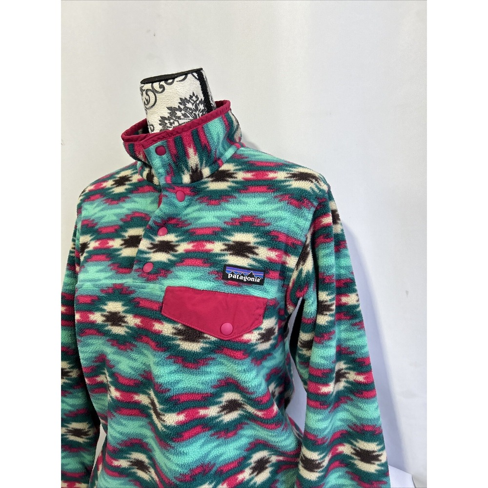 Patagonia Synchilla Fleece Snap T Pullover Women's Sz M  Wild Desert Aztec Green - Picture 2 of 9